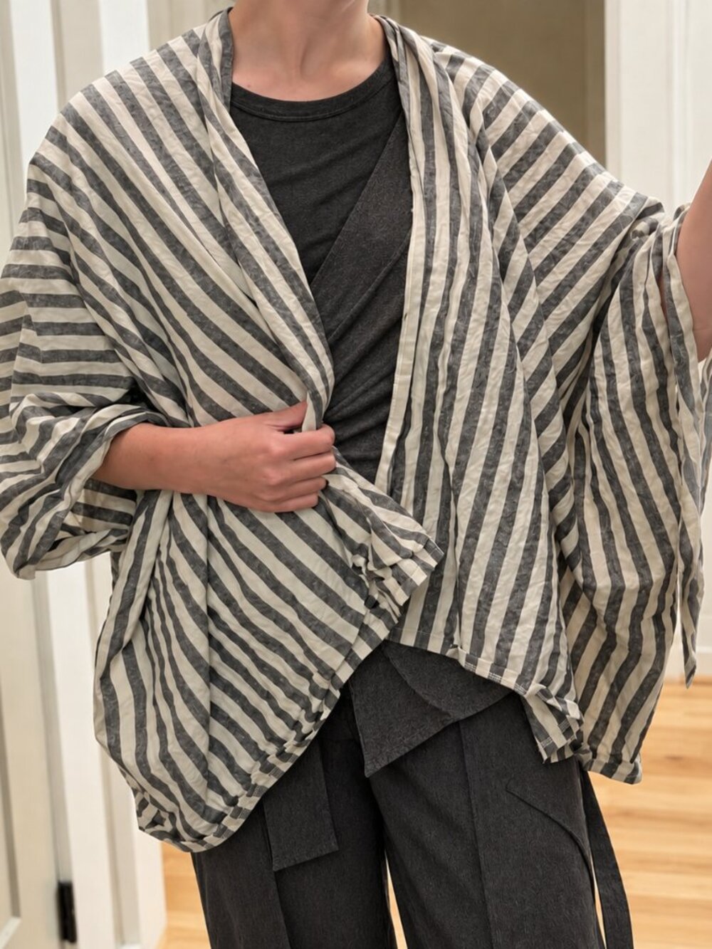 Wulfka Linen Cotton Architectural Draped Kimono Jacket One Size Avant Garde